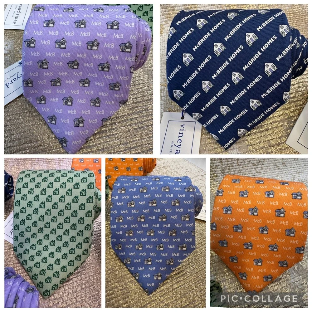 VINEYARD VINES X McBRIDE & SONS Homebuilders Custom Silk Necktie Bundle NWT